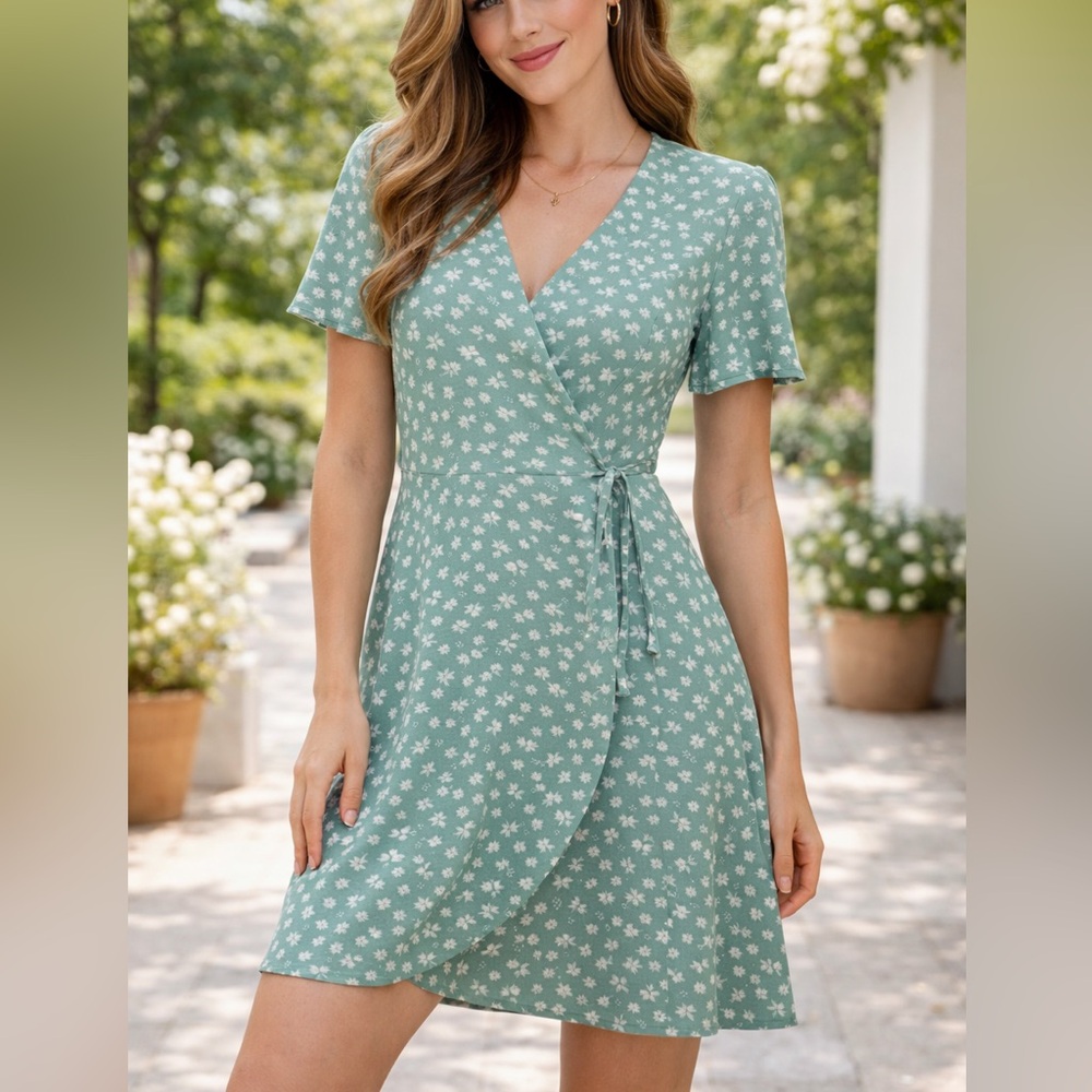 Monteau Blue Floral Midi Dress